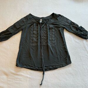 Chic Gray Green Women's Blouse with Embroidered Details